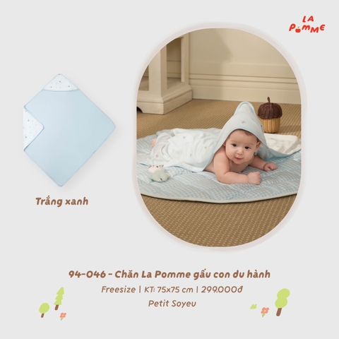 LP - Chăn La Pomme gấu con du hành - Trắng Xanh - FS - SS26.T8B