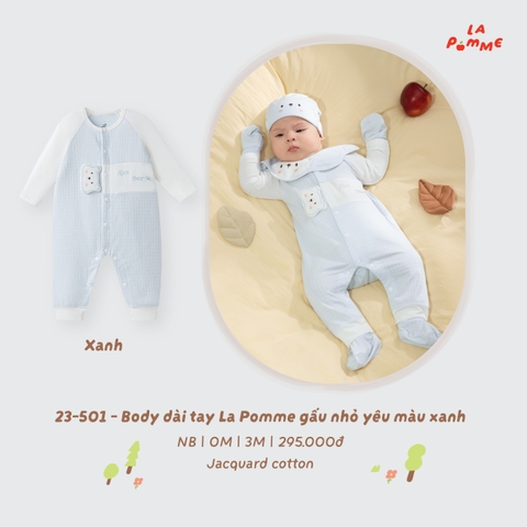LP - Body dài tay La Pomme gấu nhỏ yêu màu xanh - Xanh - 3-6M - SS26.T8B