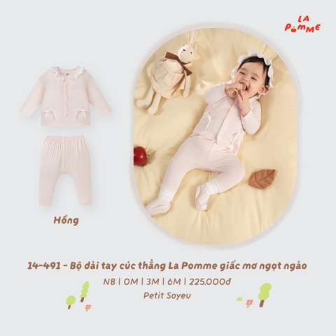 LP - Bộ dài tay cúc thẳng La Pomme giấc mơ ngọt ngào - Hồng - 0-3M - SS26.T8B