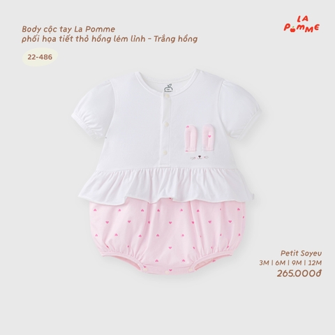 LP - Body cộc tay La Pomme phối họa tiết thỏ hồng lém lỉnh - Trắng Hồng - 3-6M - SS26.T8B