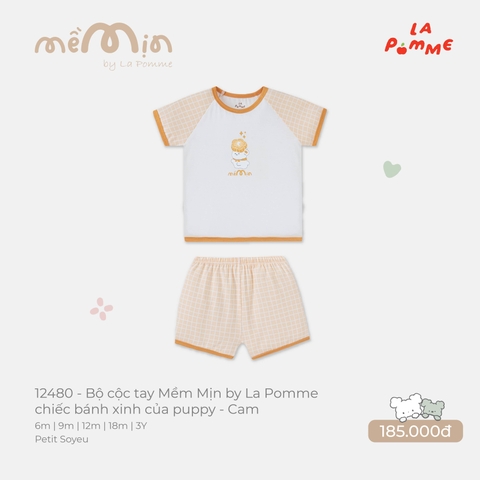 LP - Bộ cộc tay Mềm Mịn by La Pomme chiếc bánh xinh của puppy - Cam - 9-12M - SS26.T8B