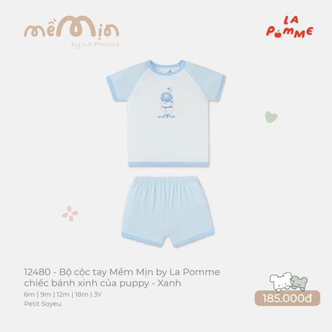 LP - Bộ cộc tay Mềm Mịn by La Pomme chiếc bánh xinh của puppy - Xanh - 2-3Y - SS26.T8B