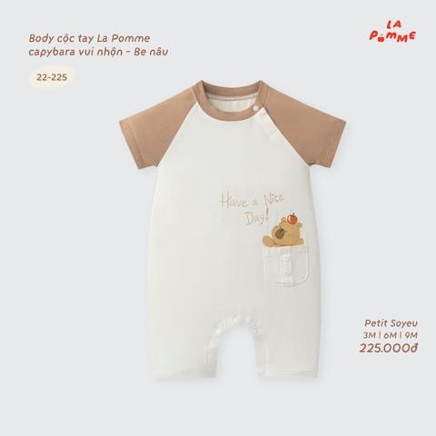 LP - Body cộc tay La Pomme capybara vui nhộn - Be Nâu - 9-12M -SS26.T9A