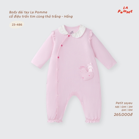 LP - Body dài tay La Pomme cổ điệu trốn tìm cùng thỏ trắng - Hồng - Newborn -SS26.T9A