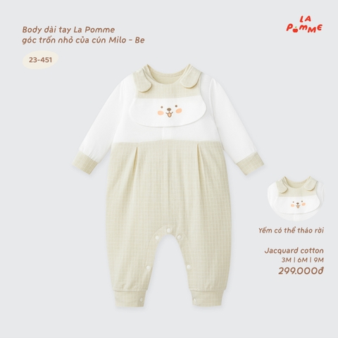 LP - Body dài tay La Pomme góc trốn nhỏ của cún Milo - Be - 3-6M -SS26.T9A