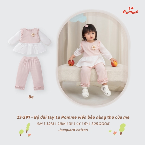 LP - Bộ dài tay La Pomme viền bèo nàng thơ của mẹ - Hồng - 4-5Y -SS26.T9A
