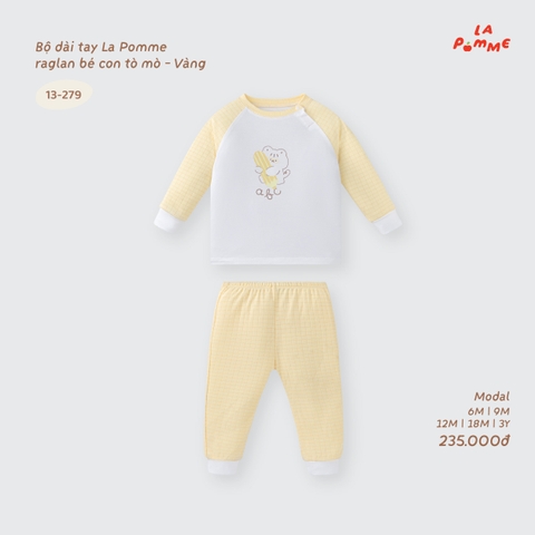 LP - Bộ dài tay La Pomme raglan bé con tò mò - Vàng - 2-3Y -SS26.T9A