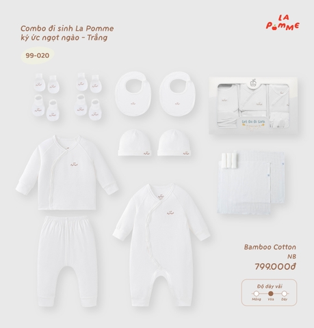LP - Combo đi sinh La Pomme ký ức ngọt ngào - Trắng - Newborn -SS26.T9A