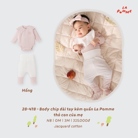 LP - Body chip dài tay kèm quần La Pomme thỏ con của mẹ - Hồng - Newborn -SS26.T9A