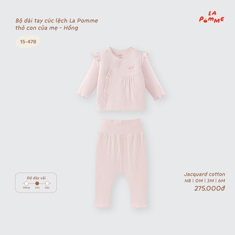 LP - Bộ dài tay cúc lệch La Pomme thỏ con của mẹ - Hồng - Newborn -SS26.T9A