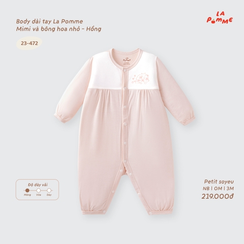 LP - Body dài tay La Pomme Mimi và bông hoa nhỏ - Hồng - 0-3M -SS26.T9A