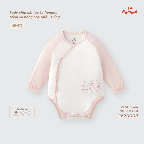 LP - Body chip dài tay La Pomme Mimi và bông hoa nhỏ - Hồng - Newborn -SS26.T9A