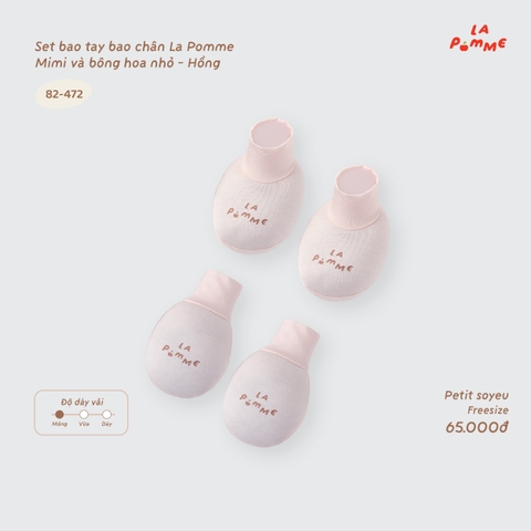 LP - Set bao tay bao chân La Pomme Mimi và bông hoa nhỏ - Hồng - FS -SS26.T9A