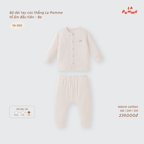 LP - Bộ dài tay cúc thẳng La Pomme tổ ấm đầu tiên - Be - Newborn -SS26.T9A