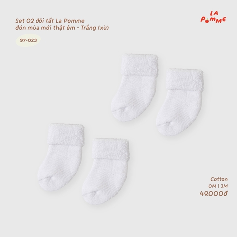 LP - Set 02 đôi tất La Pomme đón mùa mới thật êm - Trắng (Xù) - 3-6M -SS26.T9A