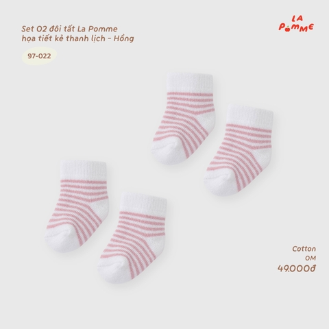 LP - Set 02 đôi tất La Pomme họa tiết kẻ thanh lịch - Hồng - 0-3M -SS26.T9A