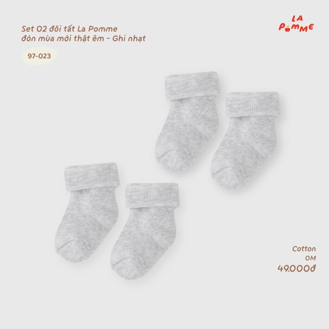 LP - Set 02 đôi tất La Pomme đón mùa mới thật êm - Ghi nhạt - 0-3M -SS26.T9A
