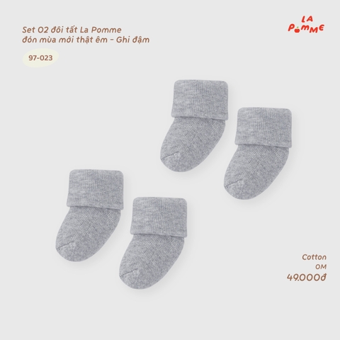 LP - Set 02 đôi tất La Pomme đón mùa mới thật êm - Ghi đậm - 0-3M -SS26.T9A