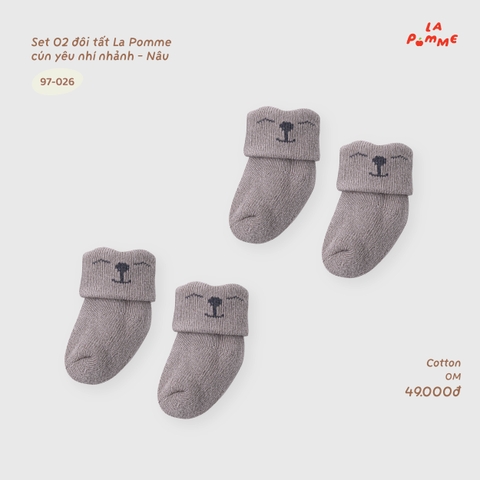 LP - Set 02 đôi tất La Pomme cún yêu nhí nhảnh - Nâu - 0-3M -SS26.T9A