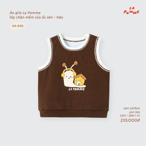 LP - Áo gile La Pomme lớp chăn mềm của ốc sên - Nâu - 18-24M - SS26.T8B