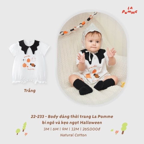 LP - Body dáng thời trang La Pomme bí ngô và kẹo ngọt Halloween - Trắng - 12-18M - SS26.T9B