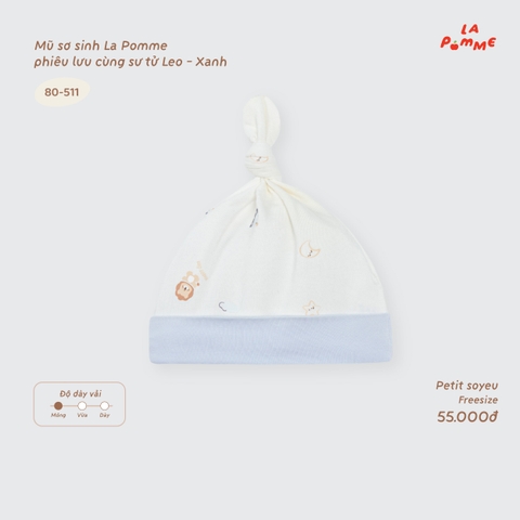 LP - Mũ sơ sinh La Pomme phiêu lưu cùng sư tử Leo - Xanh - FS - SS26.T9B