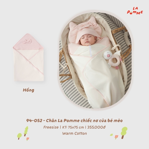 LP - Chăn La Pomme chiếc nơ của bé mèo - Hồng - FS - SS26.T9B