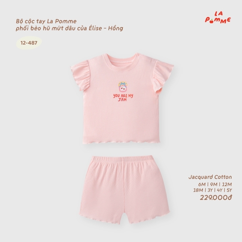 LP - Bộ cộc tay La Pomme phối bèo hũ mứt dâu của Élise - Hồng - 12-18M - SS26.T9B