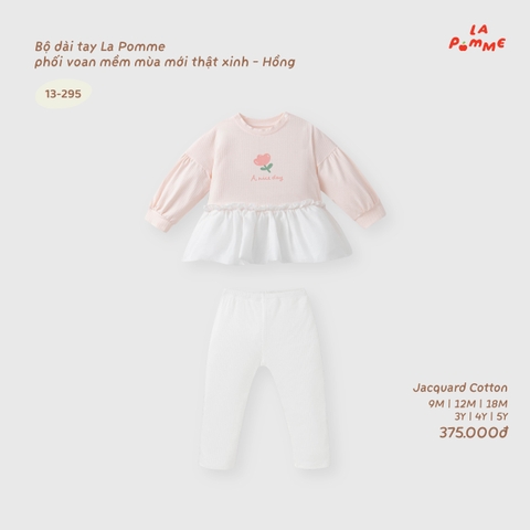LP - Bộ dài tay La Pomme phối voan mềm mùa mới thật xinh - Hồng - 2-3Y - SS26.T9B