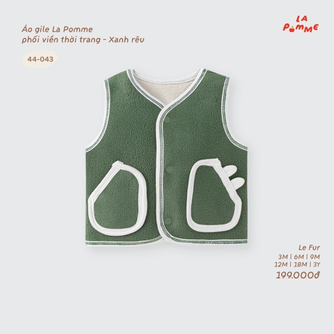 LP - Áo gile La Pomme phối viền thời trang - Xanh rêu - 3-6M - SS26.T9B