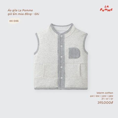 LP - Áo gile La Pomme giữ ấm mùa đông - Ghi - 3-4Y - SS26.T9B