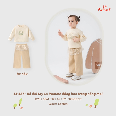 LP - Bộ dài tay La Pomme đồng hoa trong nắng mai - Be Nâu - 3-4Y - SS26.T9B