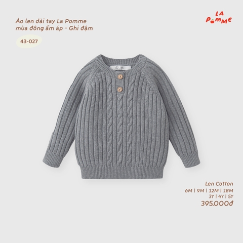 LP - Áo len dài tay La Pomme mùa đông ấm áp - Ghi đậm - 4-5Y - SS26.T9B