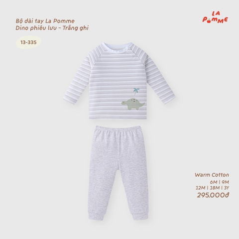 LP - Bộ dài tay La Pomme Dino phiêu lưu - Trắng Ghi - 2-3Y - SS26.T9B