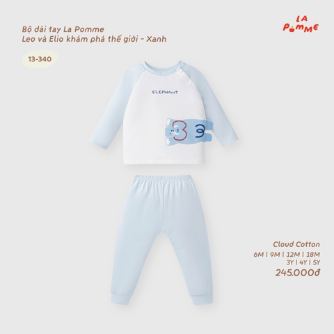 LP - Bộ dài tay La Pomme Leo và Elio khám phá thế giới - Xanh - 4-5Y - SS26.T9B