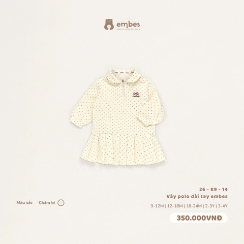EMBES - Váy polo dài tay embes chấm bi - 26-K9-14 - 12-18M - SS26.T9A
