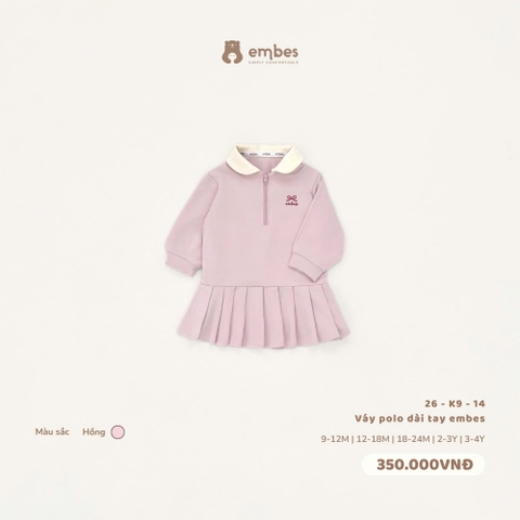 EMBES - Váy polo dài tay embes hồng - 26-K9-14 - 9-12M - SS26.T9A
