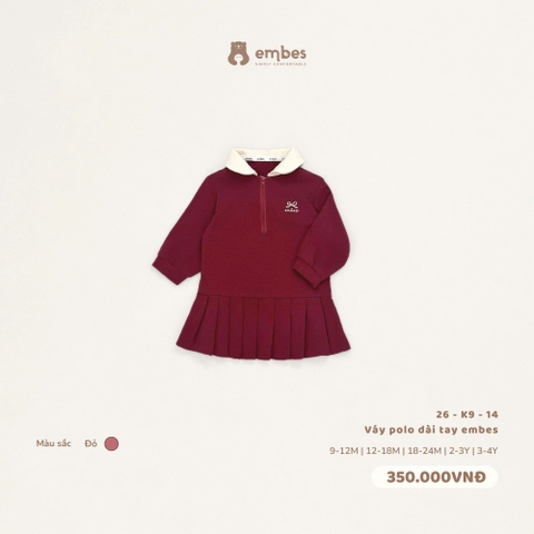EMBES - Váy polo dài tay embes đỏ - 26-K9-14 - 9-12M - SS26.T9A