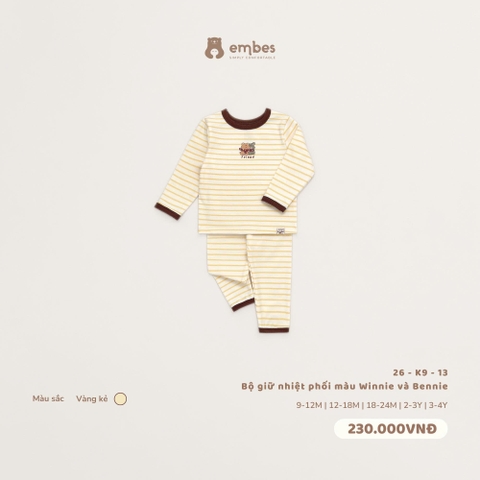 EMBES - Bộ giữu nhiệt phối màu Winnie và Bennie vàng kẻ - 26-K9-13 - 9-12M - SS26.T9A