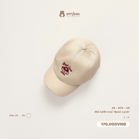 EMBES - Mũ lưỡi trai 'Best Luck' be - 26-K10-20 - S - SS26.T9C