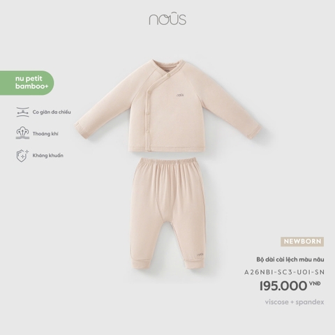 NOUS - Bộ dài cài lệch màu nâu - Newborn - SS26.T10A - ONF
