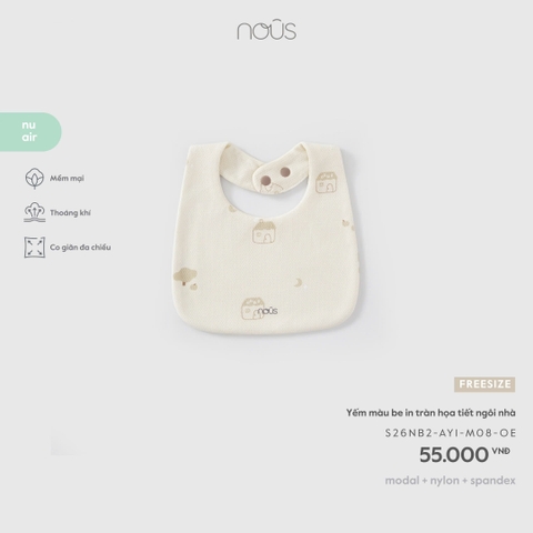 NOUS - Yếm màu be in tràn họa tiết ngôi nhà - FS - SS26.T10A