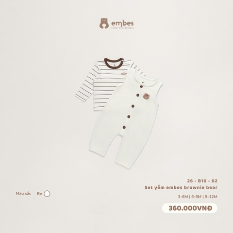 EMBES - Set yếm embes brownie bear be - 26-B10-02 - 6-9m - SS26.T10C