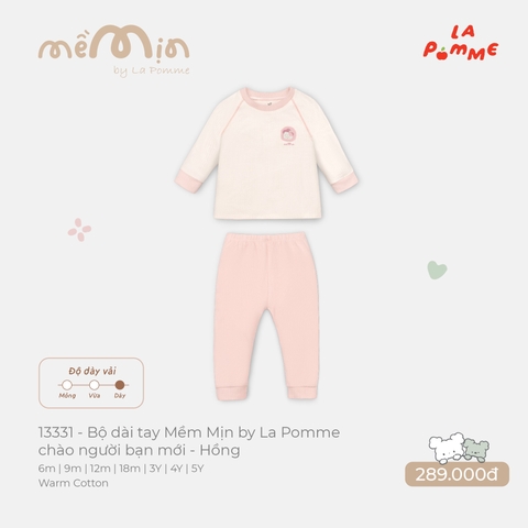 LP - Bộ dài tay Mềm Mịn by La Pomme chào người bạn mới - Hồng - 6-9M - SS26.T10A