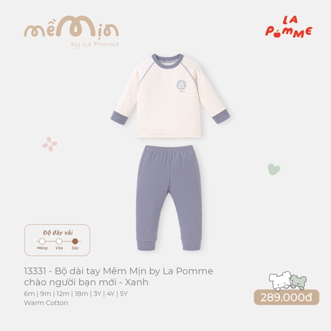 LP - Bộ dài tay Mềm Mịn by La Pomme chào người bạn mới - Xanh - 9-12M - SS26.T10A