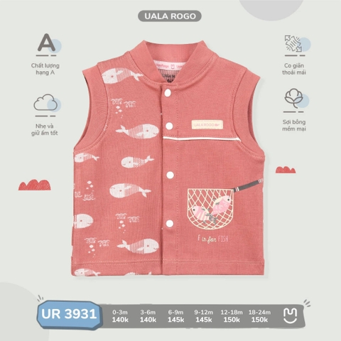UR - Áo gile nỉ cotton 3931 - Hồng - 0M - Hồng