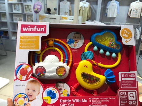 BY - Set 3 đồ chơi xúc xắc cầm tay, gặm nướu chủ đề cầu vồng và mưa Winfun 3030-NL