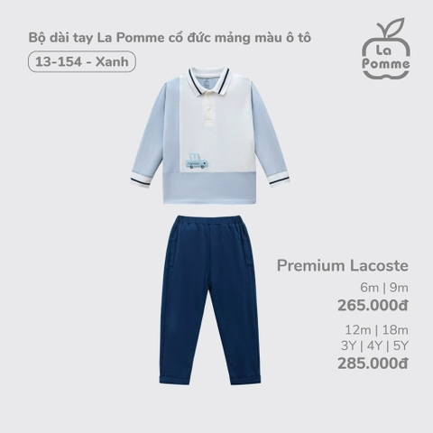 LP S10 - Bộ dài tay La Pomme cổ đức mảng màu ô tô - Xanh (than) - 2-3Y - SS24.T8A