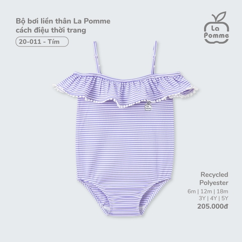 LP - Bộ bơi liền thân La Pomme cách điệu thời trang - Tím - 3-4Y - SS25.T4A