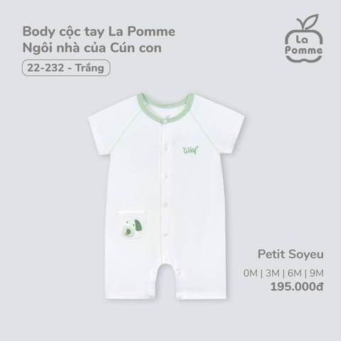 LP S20 - Body cộc tay La Pomme Ngôi nhà của Cún con - Trắng - 9-12M - SS25.T3B